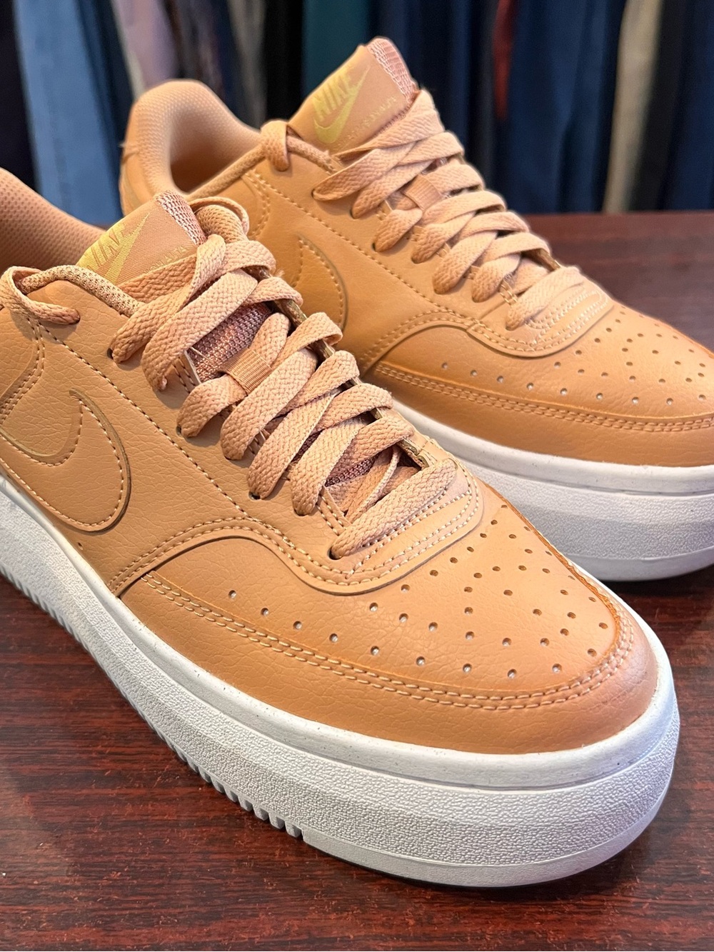 Nike Women’s Tan/Cream Platform Leather Sneakers